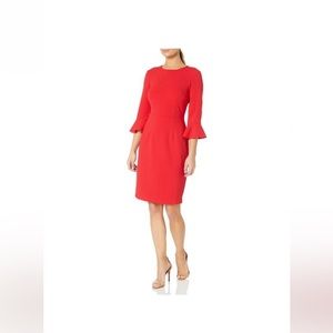 Donna Morgan Red Flutter Sleeves Mini-Dress…